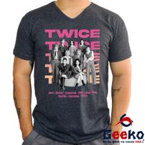 Camiseta Twice 100% Algodão K-pop Once Banda Preto e Branco Geeko