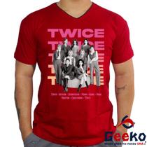 Camiseta Twice 100% Algodão K-pop Once Banda Preto e Branco Geeko