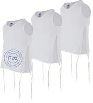 Camiseta Tzitzit Zion Judaica 100% algodão branco kosher