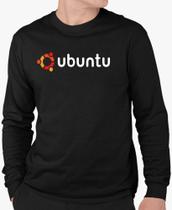 Camiseta Ubuntu Sistema Linux Informática Nerd Geek Manga Longa