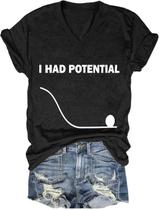 Camiseta UJJVHY I Had Potential Camisa casual com decote em V para mulheres e homens Camiseta UJJVHY I Had Potential Camisa casual com decote em V para mulheres e homens