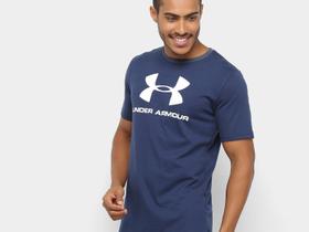 Camiseta Under Armour Sportstyle Masculina - Manga Curta Marinho e Branco
