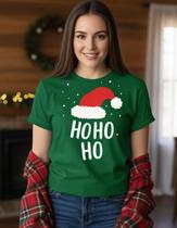 Camiseta Unisex Feliz Natal Papai Noel Hohoho Malha Leve em Algodão Manga Curta