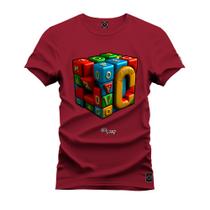 Camiseta Unissex 100% Algodão Estampada Premium Cubo Quadrado