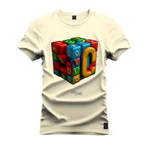 Camiseta Unissex 100% Algodão Estampada Premium Cubo Quadrado