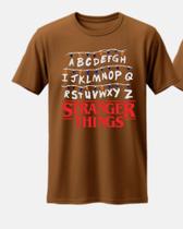 camiseta unissex 100% algodao stranger things alfabeto