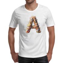 Camiseta Unissex Alfabeto Floral Letra A