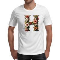 Camiseta Unissex Alfabeto Floral Letra H