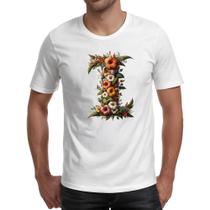 Camiseta Unissex Alfabeto Floral Letra I Camiseta Unissex Alfabeto Floral Letra I