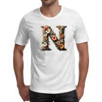 Camiseta Unissex Alfabeto Floral Letra N