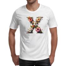 Camiseta Unissex Alfabeto Floral Letra X
