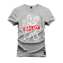 Camiseta Unissex Algodão 100% Algodão Urso Salut