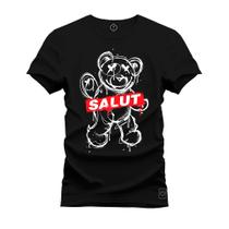 Camiseta Unissex Algodão 100% Algodão Urso Salut - Nexstar
