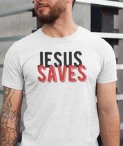 Camiseta Unissex Algodão Cristã Mensagem Bíblica Jesus Salva