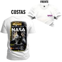 Camiseta Unissex Algodão Estampada Folha Spacial Frente Costas