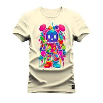 Camiseta Unissex Algodão Macia Premium Estampada Urso Aquarela Cores