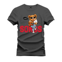 Camiseta Unissex Algodão Macia Premium Estampada Urso Bad Boy