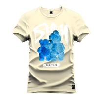 Camiseta Unissex Algodão Macia Premium Estampada Urso Stay