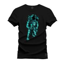 Camiseta Unissex Algodão Premium Estampada Astronauta