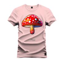 Camiseta Unissex Algodão Premium Estampada Cogumelo