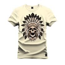 Camiseta Unissex Algodão Premium Estampada Pajé Caveirão