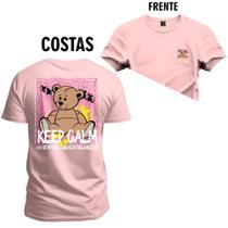 Camiseta Unissex Algodão Premium Estampada Urso Galm Frente e Costas