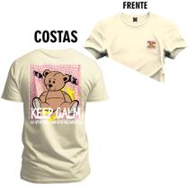 Camiseta Unissex Algodão Premium Estampada Urso Galm Frente e Costas