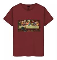 Camiseta Unissex Algodão Santa Ceia Quadro Jesus e Seus Apostolo