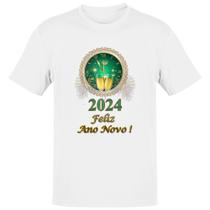 Camiseta Unissex Ano Novo Relogio Verde