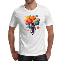 Camiseta Unissex Astronauta planeta baloes