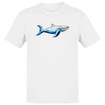 Camiseta Unissex Baleia Azul Geometrica
