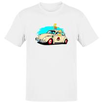 Camiseta Unissex Bart e Hommer no fusca do Jurassic Park