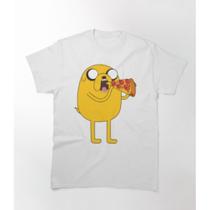 Camiseta unissex Básica Camisa hora de aventura jack comendo pizza desenho