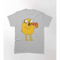 Camiseta unissex Básica Camisa hora de aventura jack comendo pizza desenho