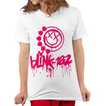 Camiseta Unissex Blink-182 Logo Rosa Pop Punk Rock Adulto Infantil