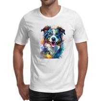 Camiseta Unissex Border Collie Watercolor Arte Camiseta Unissex Border Collie Watercolor Arte