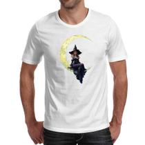 Camiseta Unissex Bruxa sentada na lua minguante