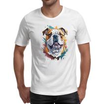 Camiseta Unissex Bulldog ingles Watercolor Arte