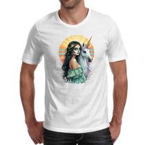 Camiseta Unissex Caveira catrina e o unicornio Camiseta Unissex Caveira catrina e o unicornio