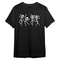Camiseta Unissex Caveiras Dancing Skeleton Halloween