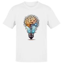 Camiseta Unissex Cerebro dentro da lampada