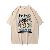 Camiseta Unissex com Estampa de Gato Kawaii - Estilo Harajuku