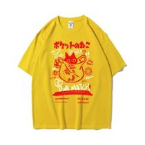 Camiseta Unissex com Estampa de Gato Kawaii - Estilo Harajuku Camiseta Unissex com Estampa de Gato Kawaii - Estilo Harajuku