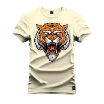 Camiseta Unissex Confortável Estampada Premium Tigre Boca Furiosa