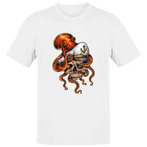 Camiseta Unissex Cranio de marinheiro com Polvo