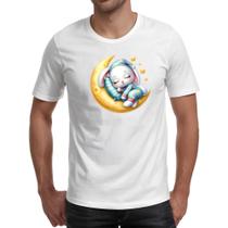 Camiseta Unissex Cute Coelho dormindo na Lua Camiseta Unissex Cute Coelho dormindo na Lua