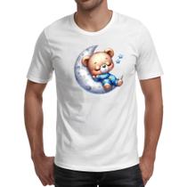 Camiseta Unissex Cute Urso dormindo na Lua