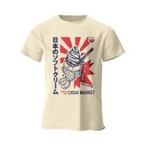 Camiseta Unissex De Algodão Com Estampa Japonesa, Macia E Respirável, Gola Redonda, Manga Curta