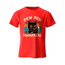 Camiseta Unissex De Manga Curta Com Gola Redonda Ultra Macia, Estampa De Gato Desenhado À Mão, 100%