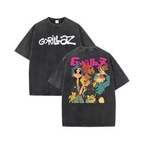 Camiseta Unissex De Verão Com Manga Curta E Gola Redonda Com Estampa Gráfica De Gorillaz Em Algodão Camiseta Unissex De Verão Com Manga Curta E Gola Redonda Com Estampa Gráfica De Gorillaz Em Algodão